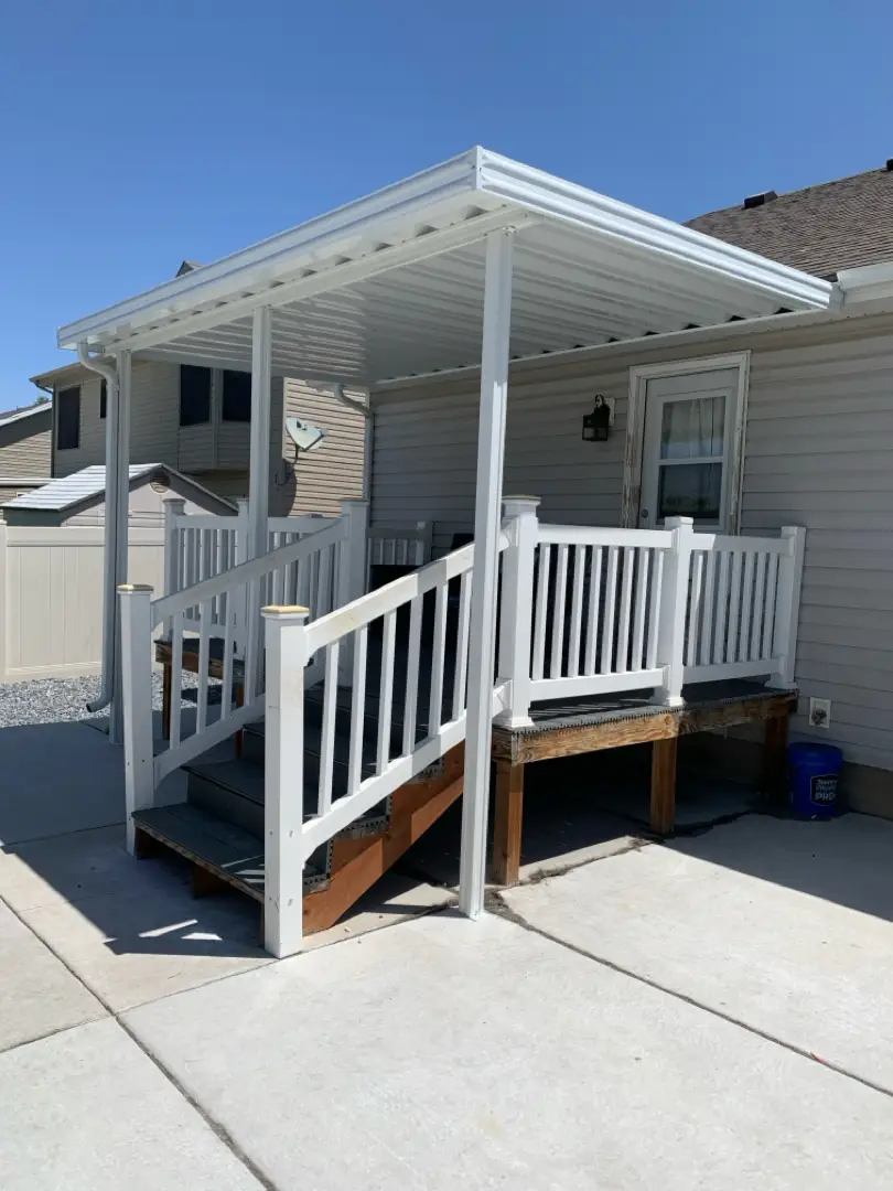 Custom Steel Patio Cover and SunAir Drop Curtain in Clinton