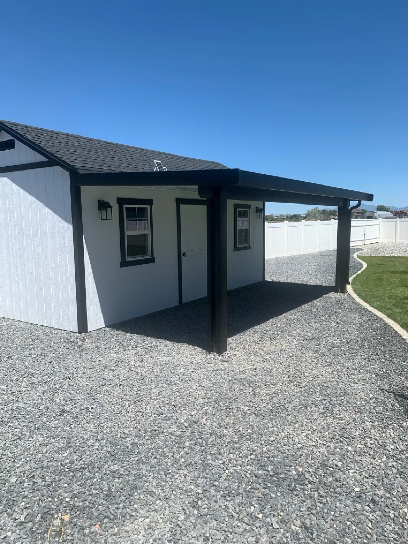 21x8 Steel Shed Patio Cover Installation in Hooper, UT