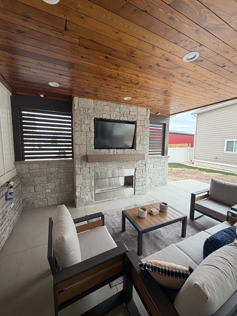 Custom Brown Wood Pergola Wall Installation in West Haven