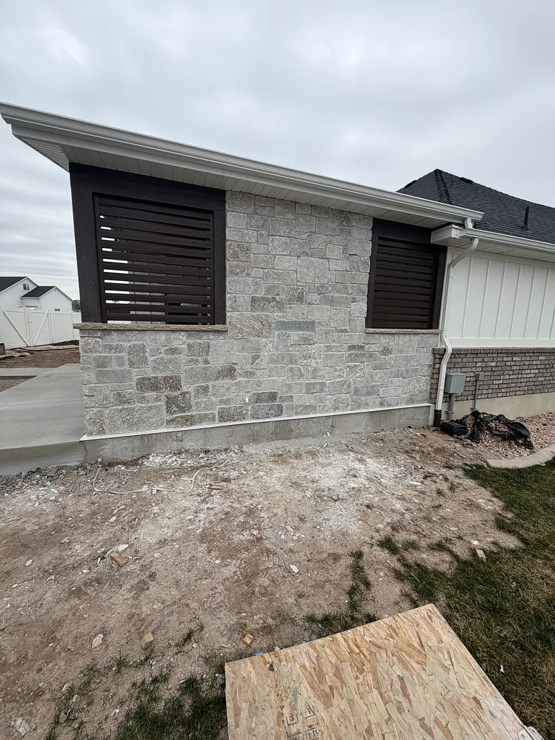 Custom Brown Wood Pergola Wall Installation in West Haven