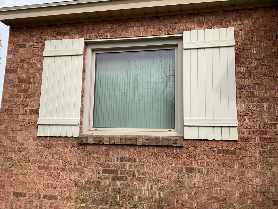 Red and White Panorama Window Awning Installation in Ogden