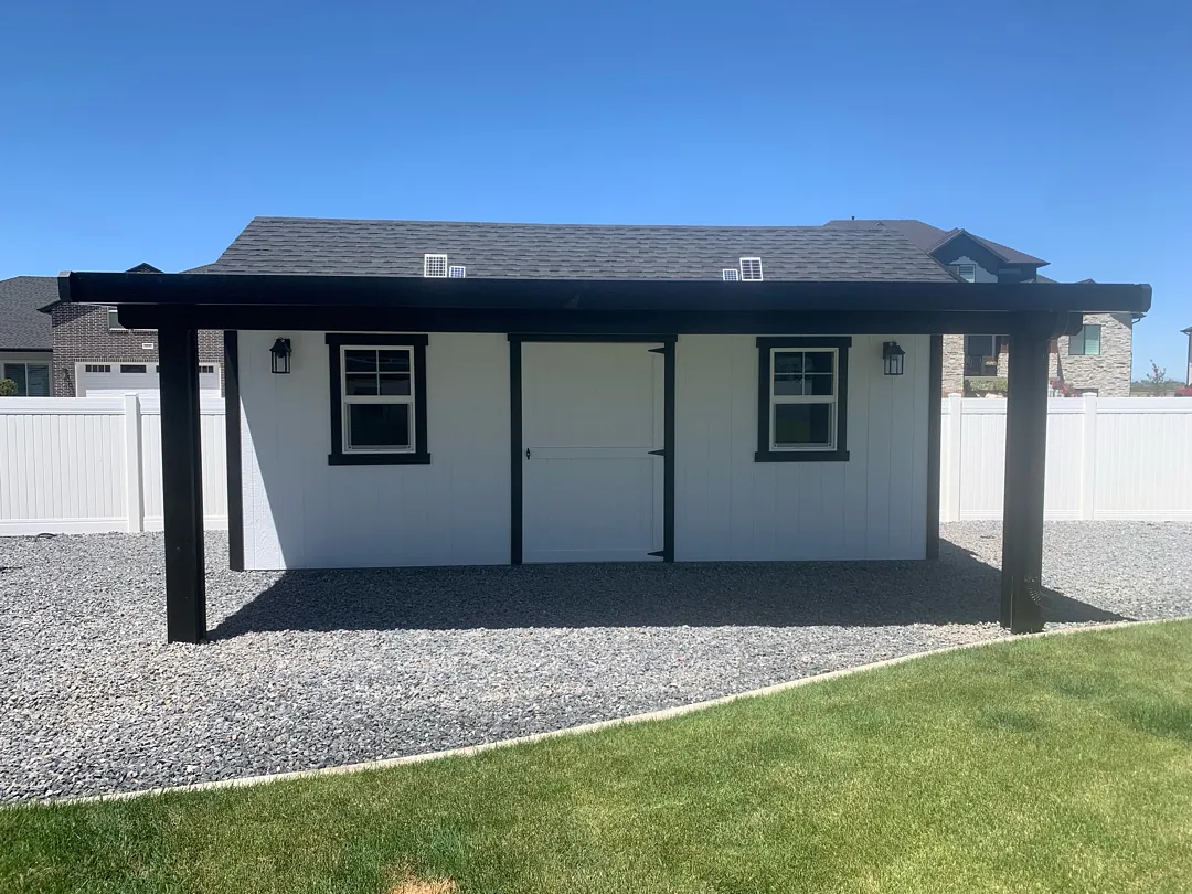 21x8 Steel Shed Patio Cover Installation in Hooper, UT