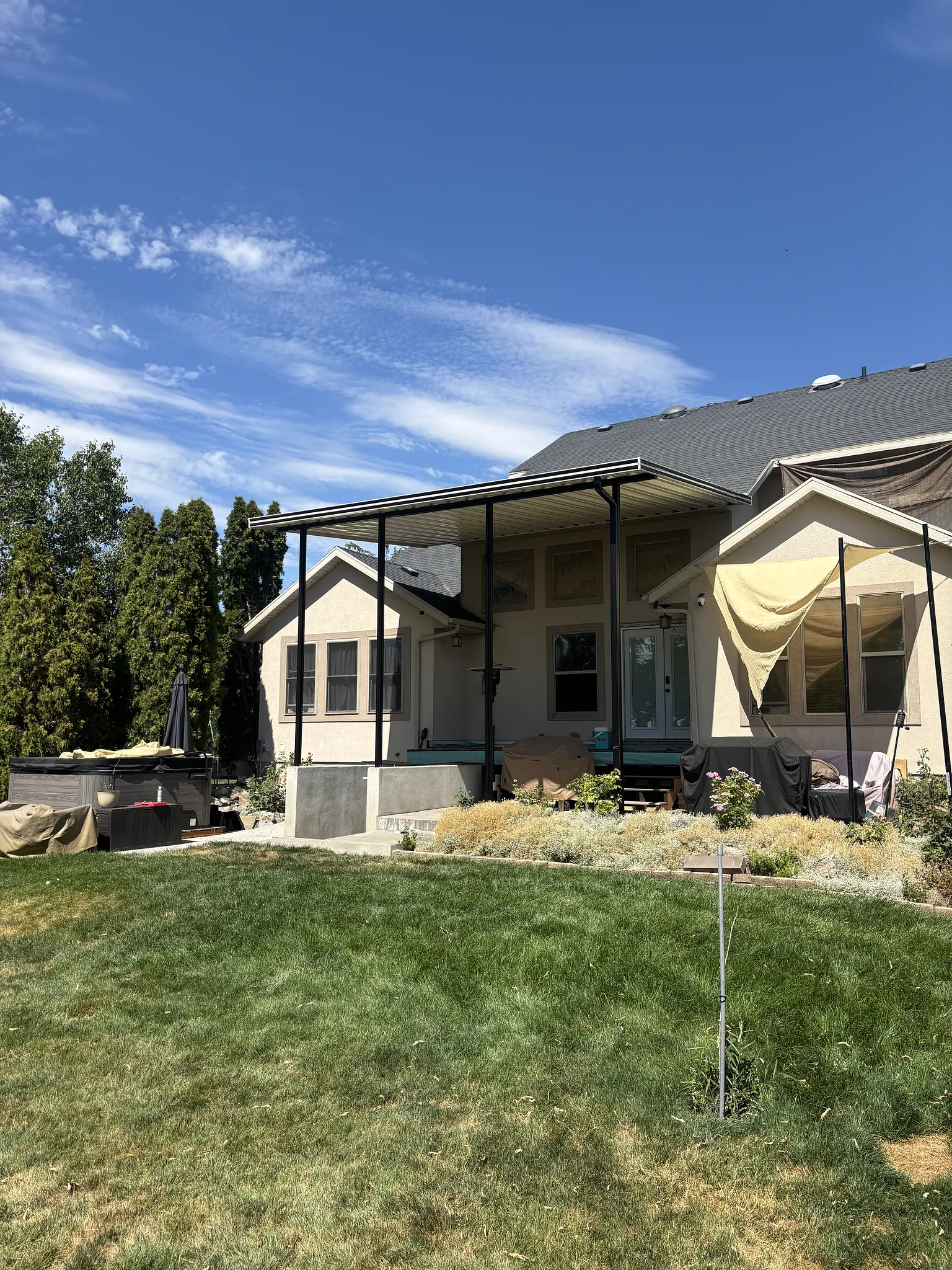 Stunning Black and Cream Steel Patio Cover in West Point
